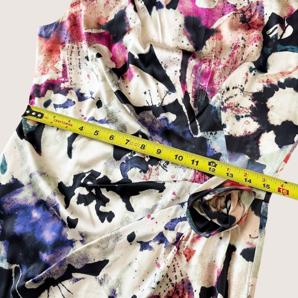 Suzi Chin Maggy Boutique Silk Watercolor Rosette Sheath Dress 10 Wedding guest - Picture 7 of 14
